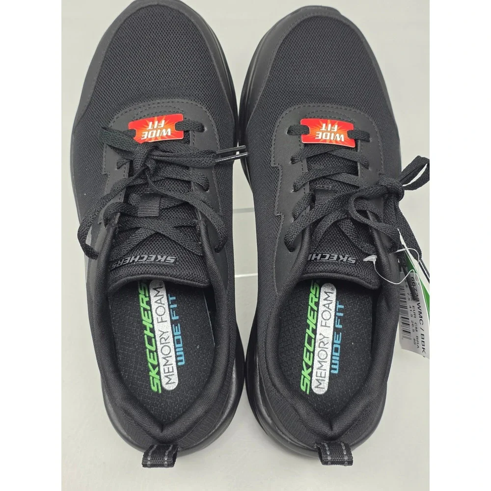 Skechers Glide-Step Men 8.5 Wide Fit Black Sneakers 66733WMCBBK Memory Foam New